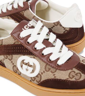 Interlocking G suede-trimmed sneakers | Gucci Kids