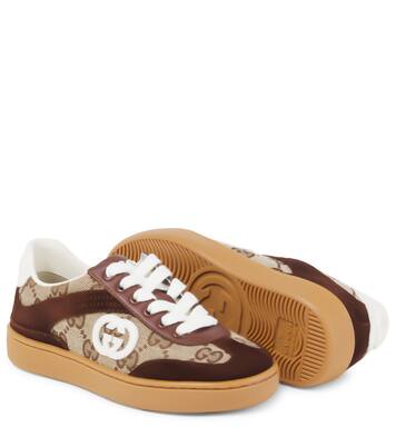 Interlocking G suede-trimmed sneakers | Gucci Kids