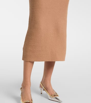 Peplum waffle-knit midi dress | Self-Portrait