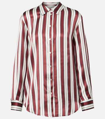 Striped silk satin pajama shirt | Asceno