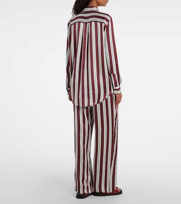 Striped silk satin pajama shirt | Asceno