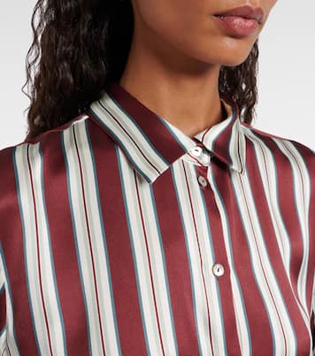 Striped silk satin pajama shirt | Asceno