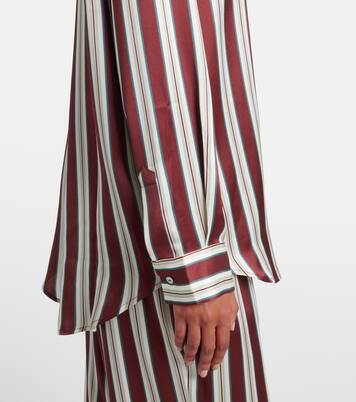 Striped silk satin pajama shirt | Asceno