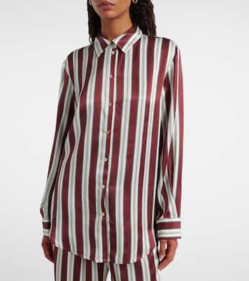 Striped silk satin pajama shirt | Asceno