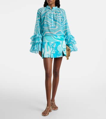 Orchidee cotton-blend gabardine miniskirt | Pucci