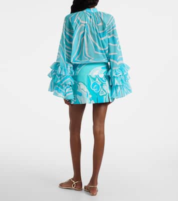 Orchidee cotton-blend gabardine miniskirt | Pucci