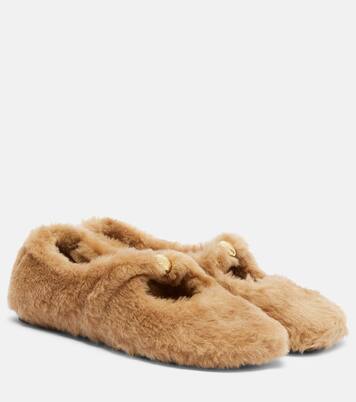 Pebble Soft shearling ballet flats | Loewe