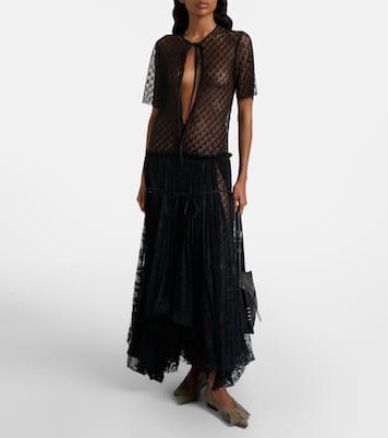 Sheer pleated lace maxi dress | JW Anderson