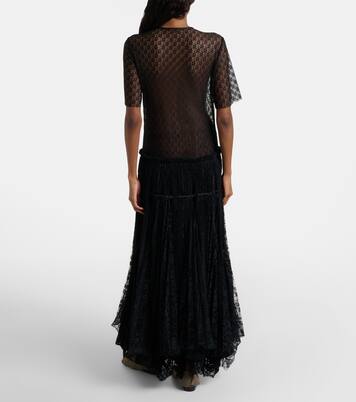 Sheer pleated lace maxi dress | JW Anderson