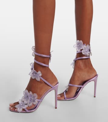 Floriane floral-appliqué satin sandals | Rene Caovilla