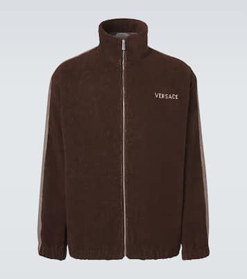 Logo cotton terry zip-up sweatshirt | Versace
