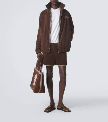 Logo cotton terry zip-up sweatshirt | Versace