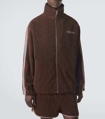 Logo cotton terry zip-up sweatshirt | Versace
