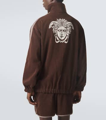 Logo cotton terry zip-up sweatshirt | Versace