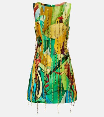 Verziertes Minikleid Mokshini aus einem Leinengemisch  | Alémais