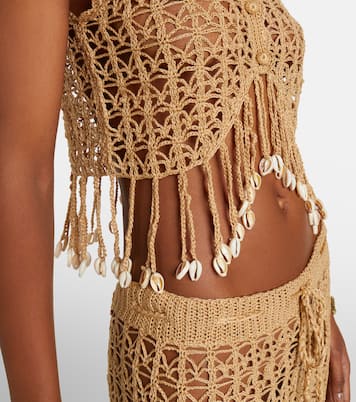 Crochet fringed cotton crop top | Anna Kosturova