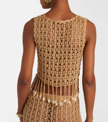 Crochet fringed cotton crop top | Anna Kosturova