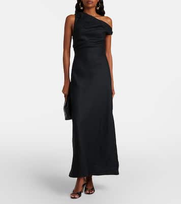 Sius asymmetric linen midi dress | Faithfull