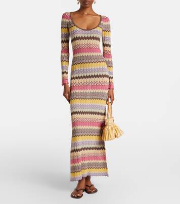 Pedro chevron lamé maxi dress | Faithfull