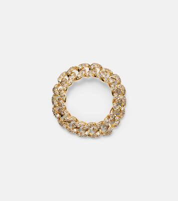 18kt gold chain ring with diamonds | Shay Jewelry