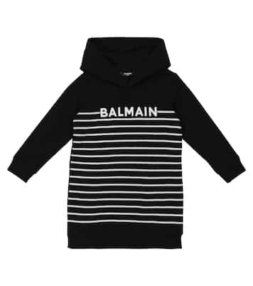 Robe à capuche en coton à sequins | Balmain Kids