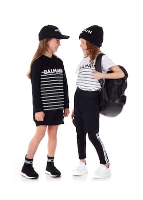 Robe à capuche en coton à sequins | Balmain Kids