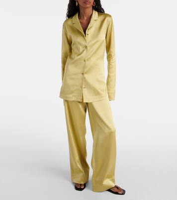 Pantalon ample à taille haute en satin | Toteme