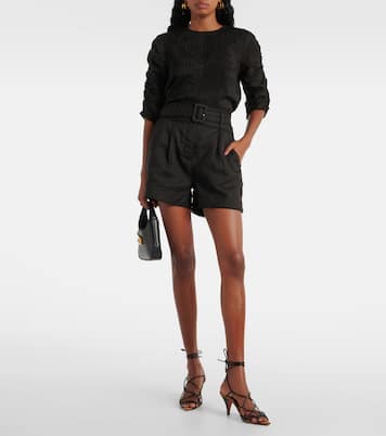 High-Rise Shorts Hobbes aus Ramie | Veronica Beard