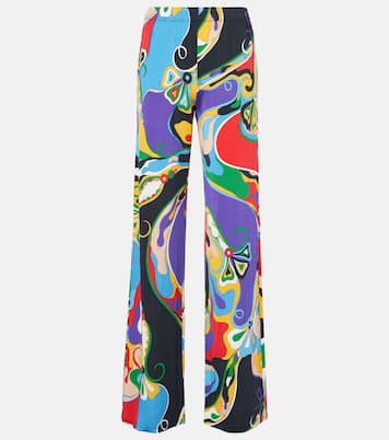 Orchidee jersey satin straight pants | Pucci