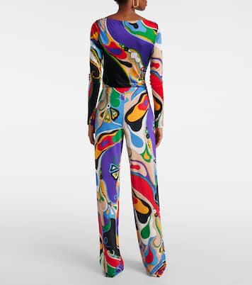 Orchidee jersey satin straight pants | Pucci