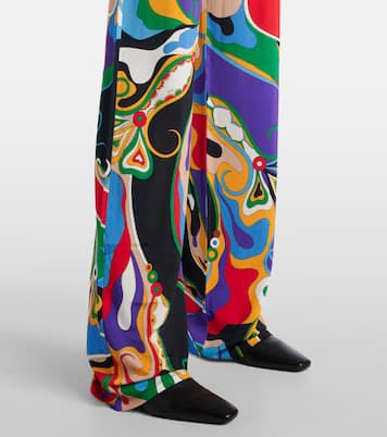 Orchidee jersey satin straight pants | Pucci