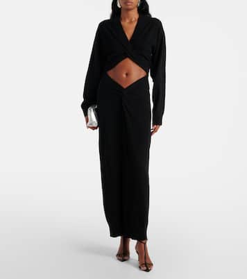 Vestido midi de cachemir y lana con abertura | Christopher Esber