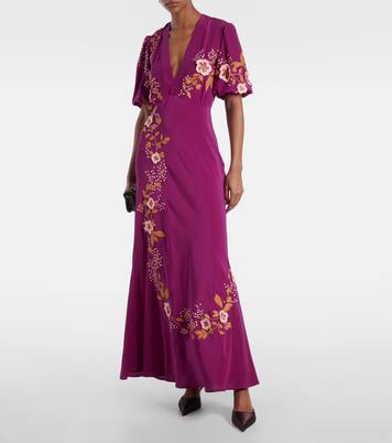 Marlene embroidered silk gown | La DoubleJ