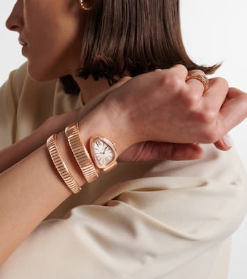 Serpenti Tubogas 35mm rose gold watch with diamonds and quartz | Bvlgari