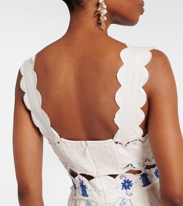 Embroidered linen-blend midi dress | Farm Rio