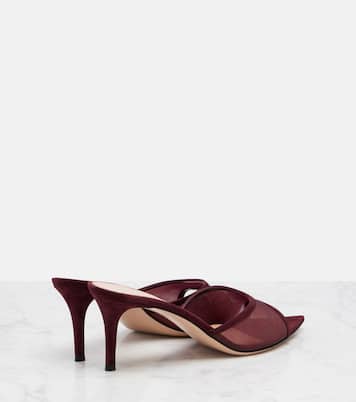 Pointy 70 suede and organza mules | Gianvito Rossi