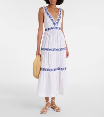 Besticktes Maxikleid Cannes aus Baumwolle | Heidi Klein