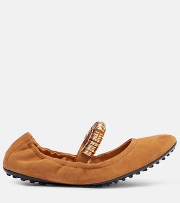 Dee embellished suede Mary Jane flats | Tod's