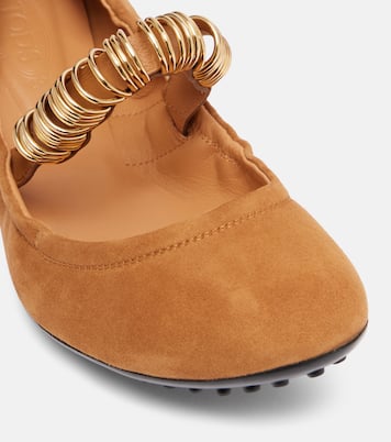Dee embellished suede Mary Jane flats | Tod's