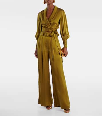 Top envolvente de satén de seda | Zimmermann