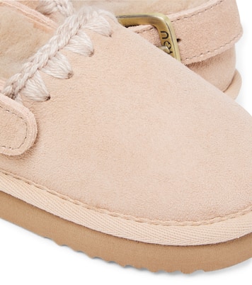 Embroidered shearling-lined suede clogs | Mou Kids
