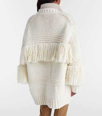 Fringed wool-blend cardigan | Moncler Grenoble