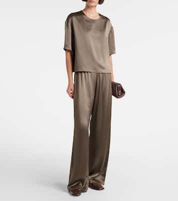 Barb satin wide-leg pants | Leset