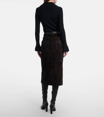 Suede midi skirt | Self-Portrait