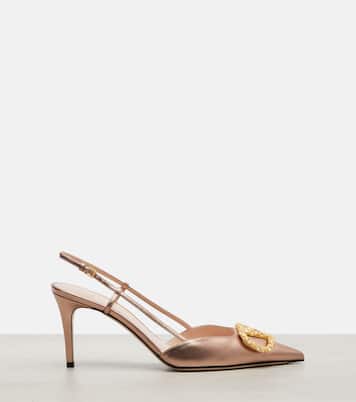 Slingback-Pumps VLogo aus Metallic-Leder | Valentino Garavani