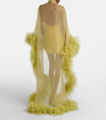 Daisy feather-trimmed organza kaftan | Taller Marmo
