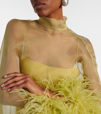 Daisy feather-trimmed organza kaftan | Taller Marmo