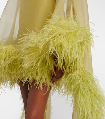 Daisy feather-trimmed organza kaftan | Taller Marmo