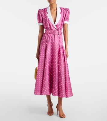 Belted polka-dot silk twill midi dress | Rodarte