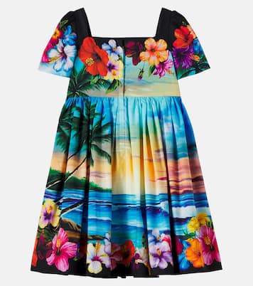 Pleated printed cotton dress | Dolce&Gabbana Kids